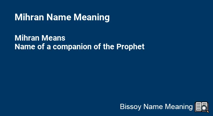 Mihran Name Meaning