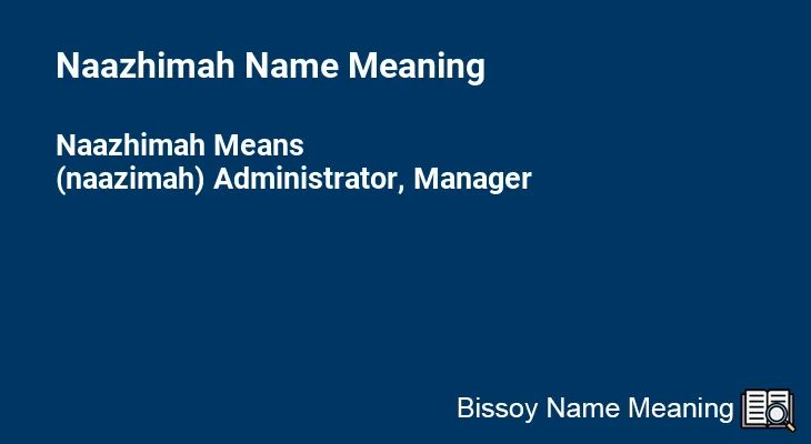 Naazhimah Name Meaning
