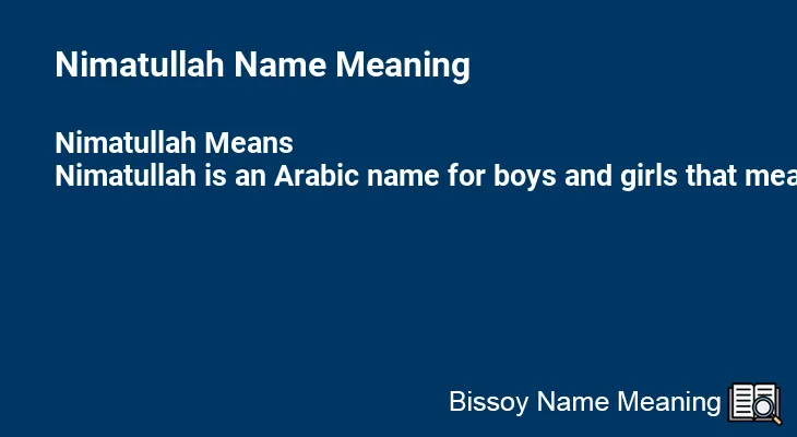 Nimatullah Name Meaning