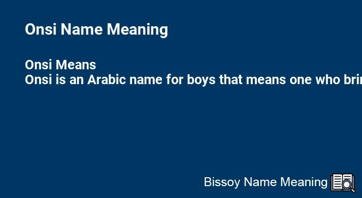Onsi Name Meaning