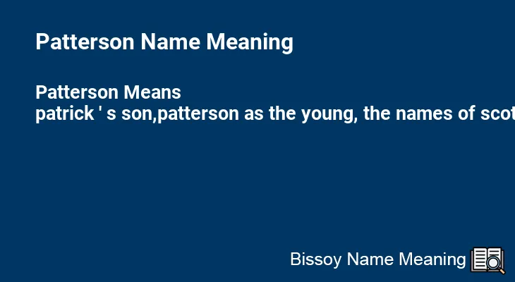Patterson Name Meaning