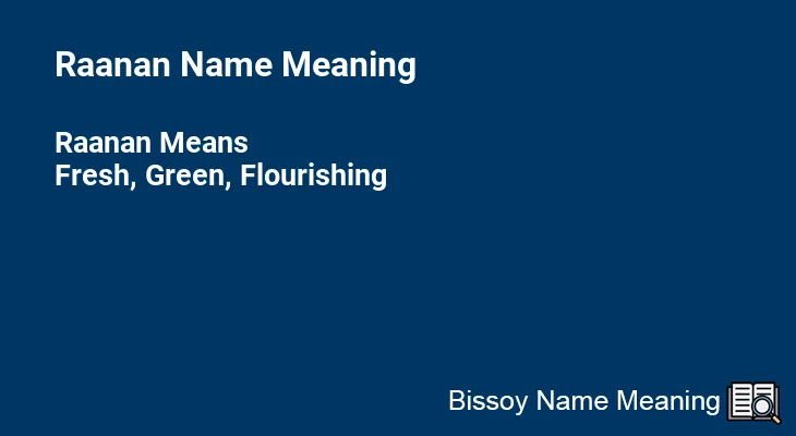 Raanan Name Meaning