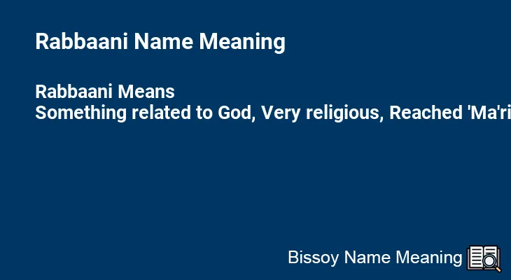 Rabbaani Name Meaning