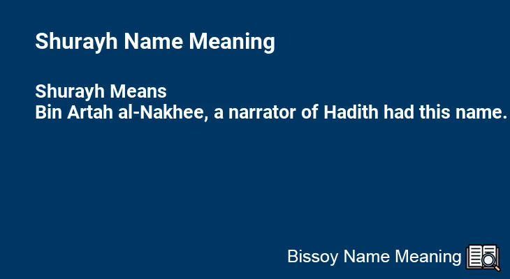 Shurayh Name Meaning