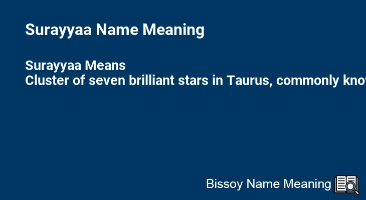 Surayyaa Name Meaning