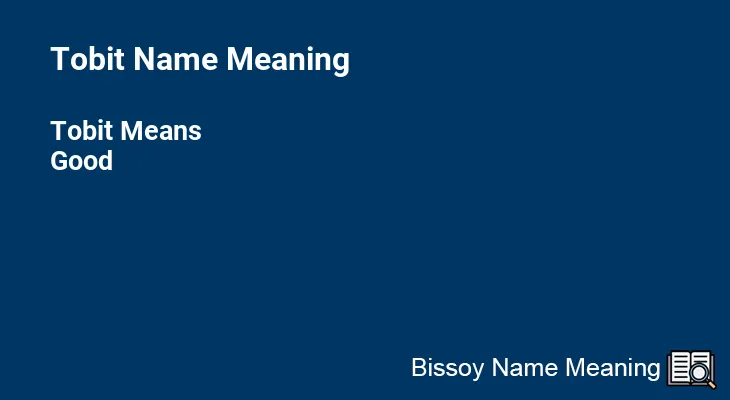 Tobit Name Meaning