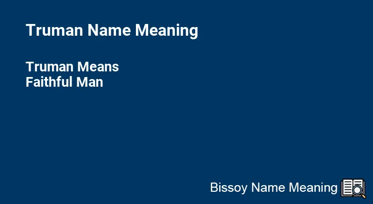 Truman Name Meaning