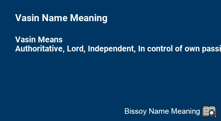 Vasin Name Meaning