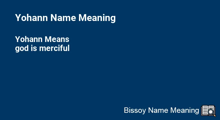Yohann Name Meaning