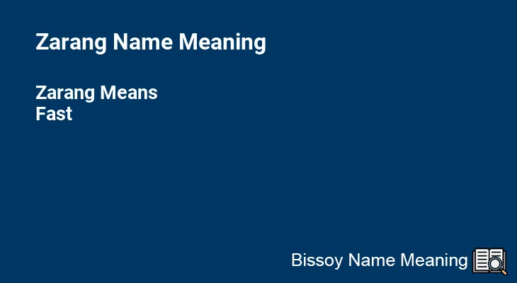 Zarang Name Meaning